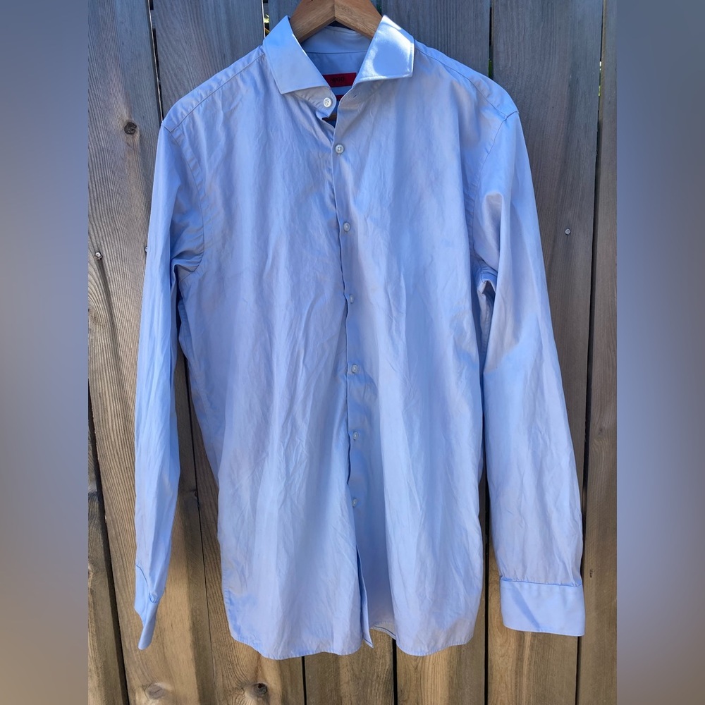 Hugo Boss Light Blue Sharp Fit Men's Dress Shirt - Button Front